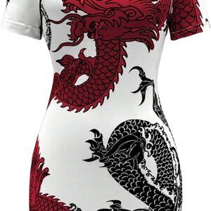 Women's Chinese Cheongsam Dress Polyester X-Large Short Sleeve Mini